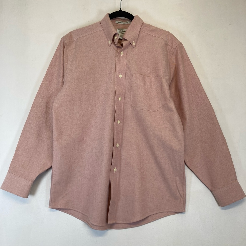 L.L.Bean Shirt Men's 14 1/2 -32 XL 98 Wrinkle Resistant Cotton Pink Casual